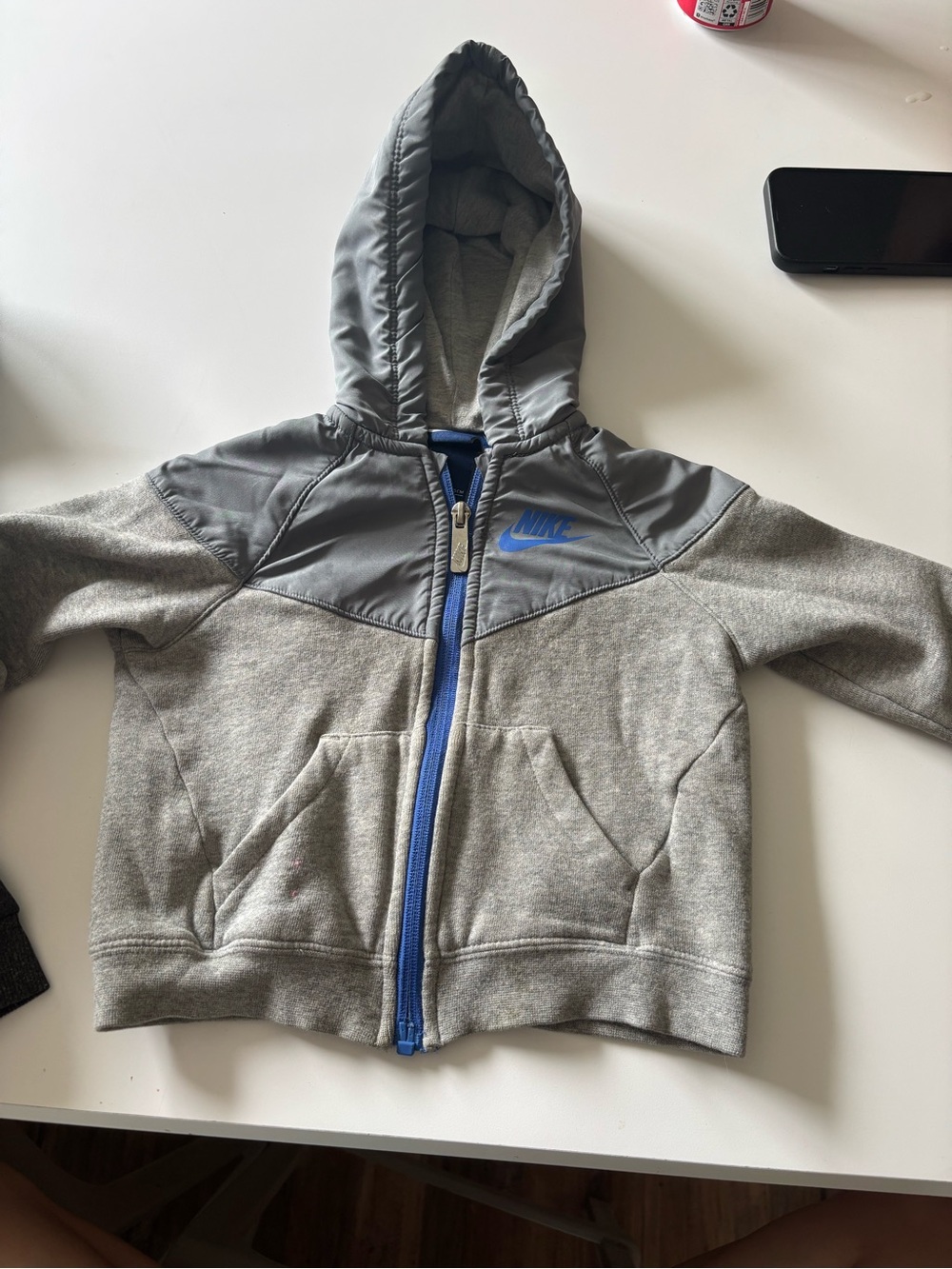 Nike Grey and Blue Toddler Hooded Zip Sweatshirt
